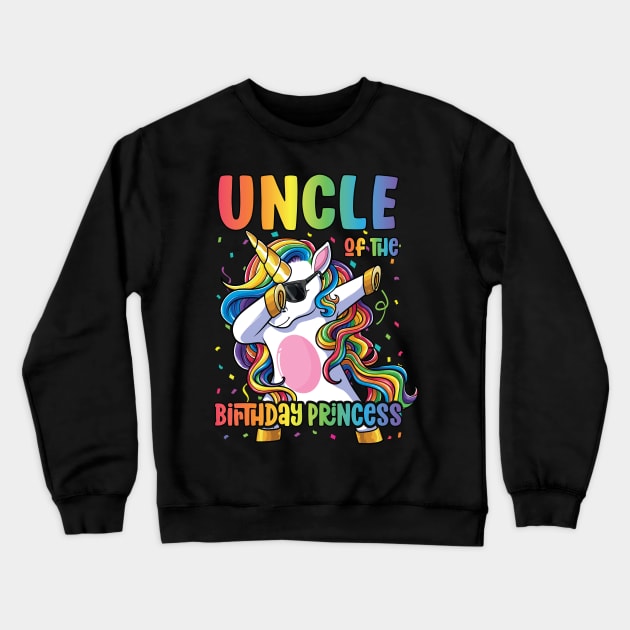 Uncle of the Birthday Princess Dabbing Unicorn Girl Crewneck Sweatshirt by Pennelli Studio